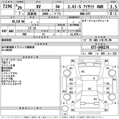 Subaru XV  с аукциона в Японии