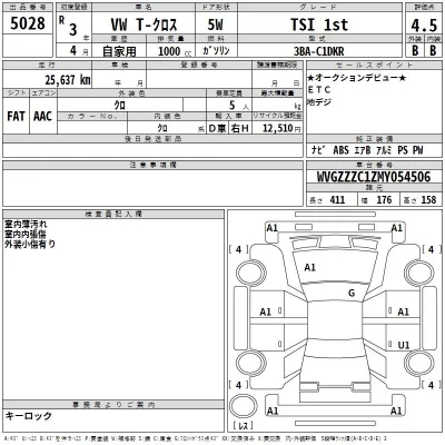 Volkswagen T-CROSS  с аукциона в Японии