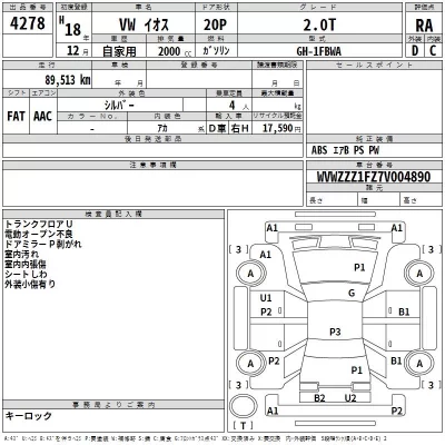 Volkswagen EOS  с аукциона в Японии