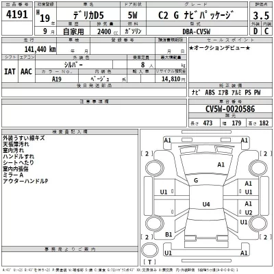 Mitsubishi DELICA D5  с аукциона в Японии