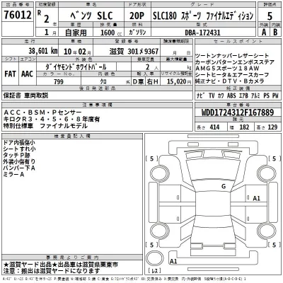Mercedes-Benz SLC  с аукциона в Японии