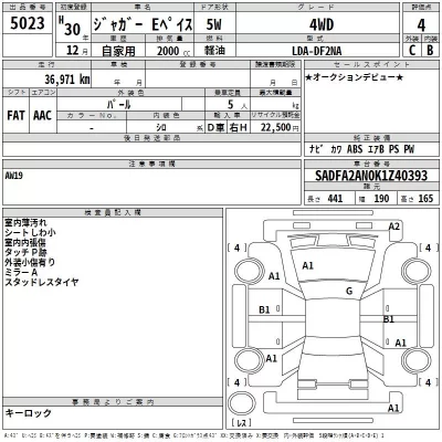 Jaguar E-PACE  с аукциона в Японии