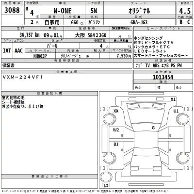 Honda N ONE  с аукциона в Японии