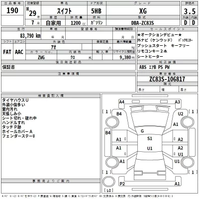 Suzuki SWIFT  с аукциона в Японии