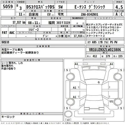 Citroen DS3  с аукциона в Японии