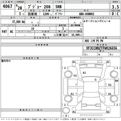 Peugeot 208  с аукциона в Японии