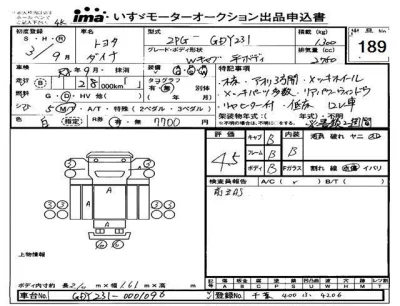 Toyota DYNA  с аукциона в Японии