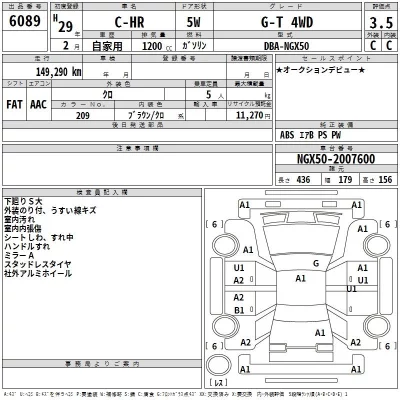 Toyota C-HR  с аукциона в Японии