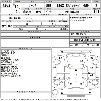 Toyota AURIS  с аукциона в Японии