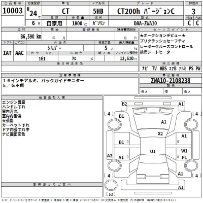Lexus CT  с аукциона в Японии
