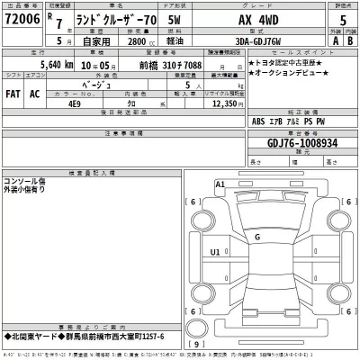 Toyota LAND CRUISER  с аукциона в Японии