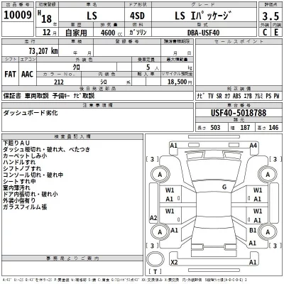 Lexus LS  с аукциона в Японии