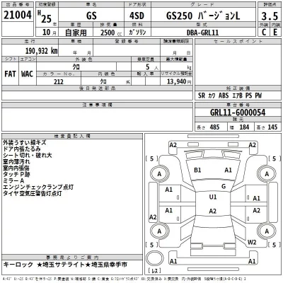 Lexus GS  с аукциона в Японии