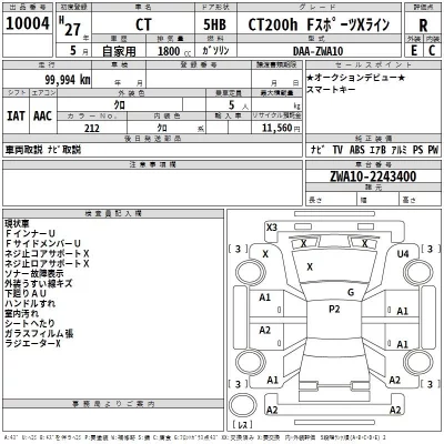 Lexus CT  с аукциона в Японии