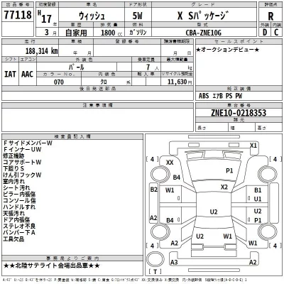 Toyota WISH  с аукциона в Японии