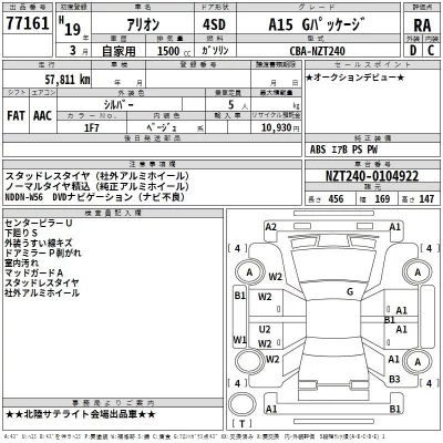 Toyota ALLION  с аукциона в Японии