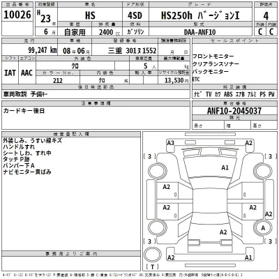 Lexus HS  с аукциона в Японии