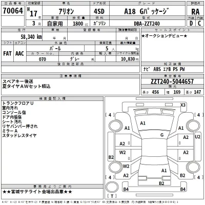 Toyota ALLION  с аукциона в Японии