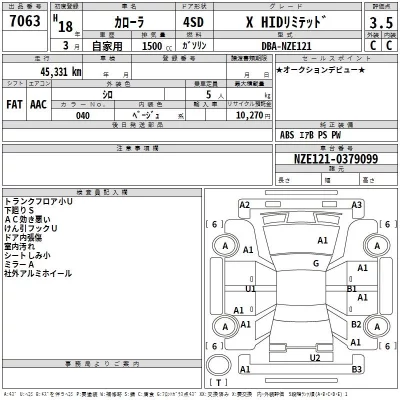 Toyota COROLLA  с аукциона в Японии