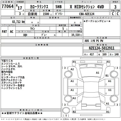 Toyota COROLLA RUNX  с аукциона в Японии