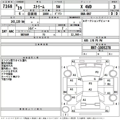 Honda STREAM  с аукциона в Японии