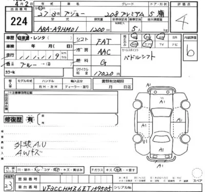 Peugeot 208  с аукциона в Японии