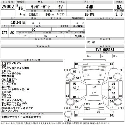 Subaru SAMBAR  с аукциона в Японии