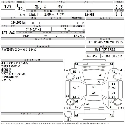 Honda STREAM  с аукциона в Японии