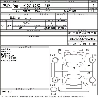 Mercedes-Benz S CLASS  с аукциона в Японии