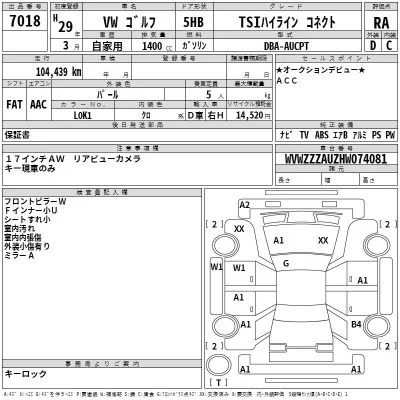 Volkswagen Golf  с аукциона в Японии