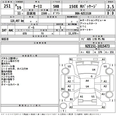 Toyota AURIS  с аукциона в Японии