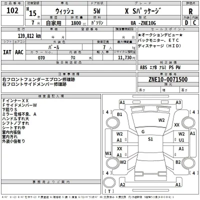 Toyota WISH  с аукциона в Японии