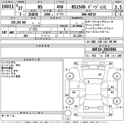 Lexus HS  с аукциона в Японии