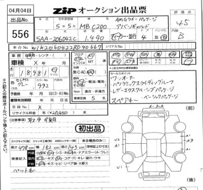 Mercedes-Benz C CLASS  с аукциона в Японии